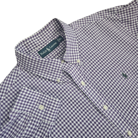Ralph Lauren Other - Ralph Lauren Men's Cotton Purple Gingham Checked Button Down Sz XL